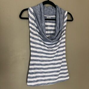 Converse One Star XS Sleeveless Deep Cowl Neck Navy Blue White Striped Tank Top